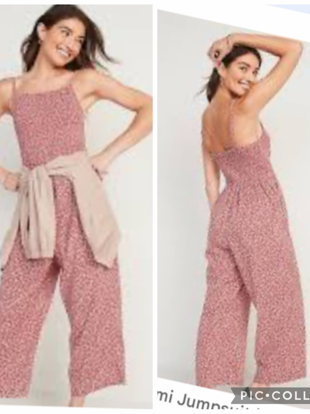 Old Navy Rose-Pink Printed Square-Neck Jumpsuit